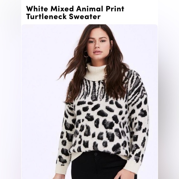 Torrid Mixed animal print white sweater - Picture 1 of 3